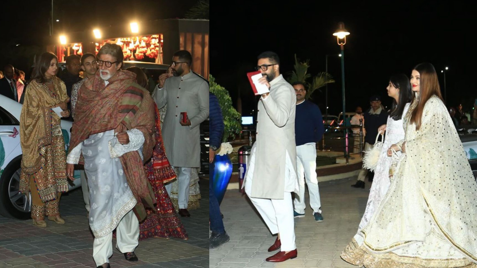 When Aishwarya Rai and Abhishek Bachchan arrive from Jamnagar, Amitabh Bachchan clutches Aaradhya’s hand. Keep an eye on
