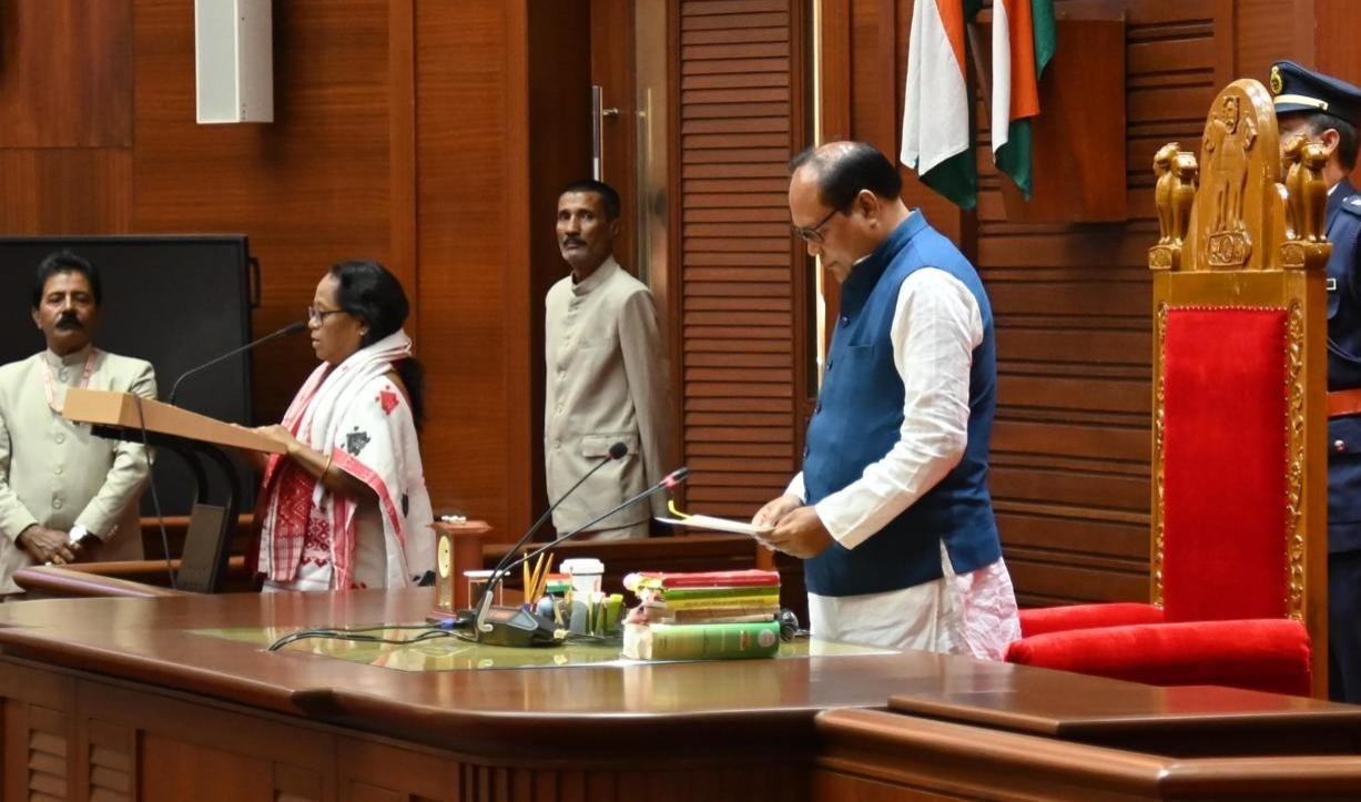 Attending the oath-taking ceremony for newly elected MLAs is Himanta Biswa Sarma