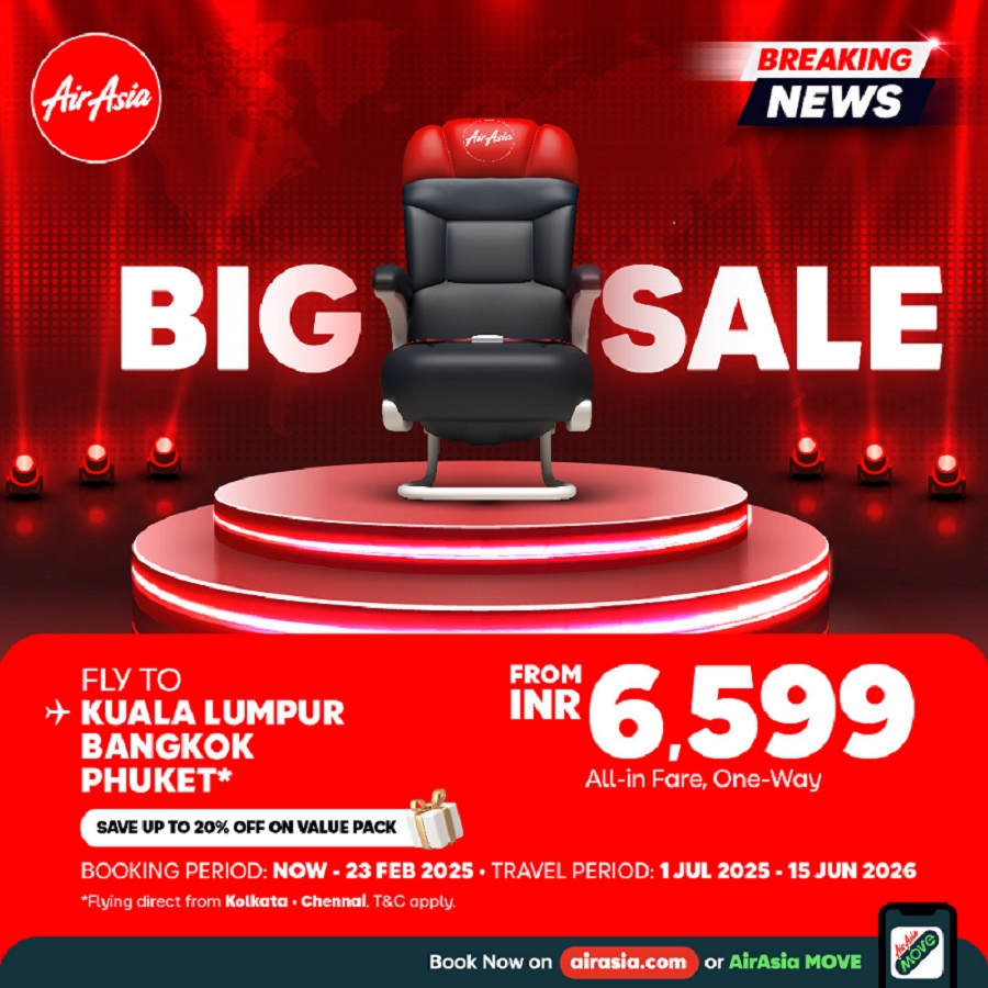 The AirAsia FREE* Seats sale goes on from now till 23 February 2025