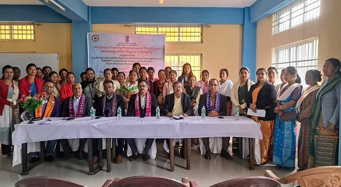 Eri, Pat, and Muga post-cocoon training session in Udalguri